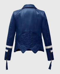 Women's Blue Biker Leather Jacket
