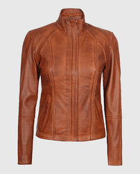 Women's Acerra Real Cognac Brown Leather Jacket