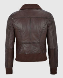 Women's Aviator Brown Bomber Leather Jacket