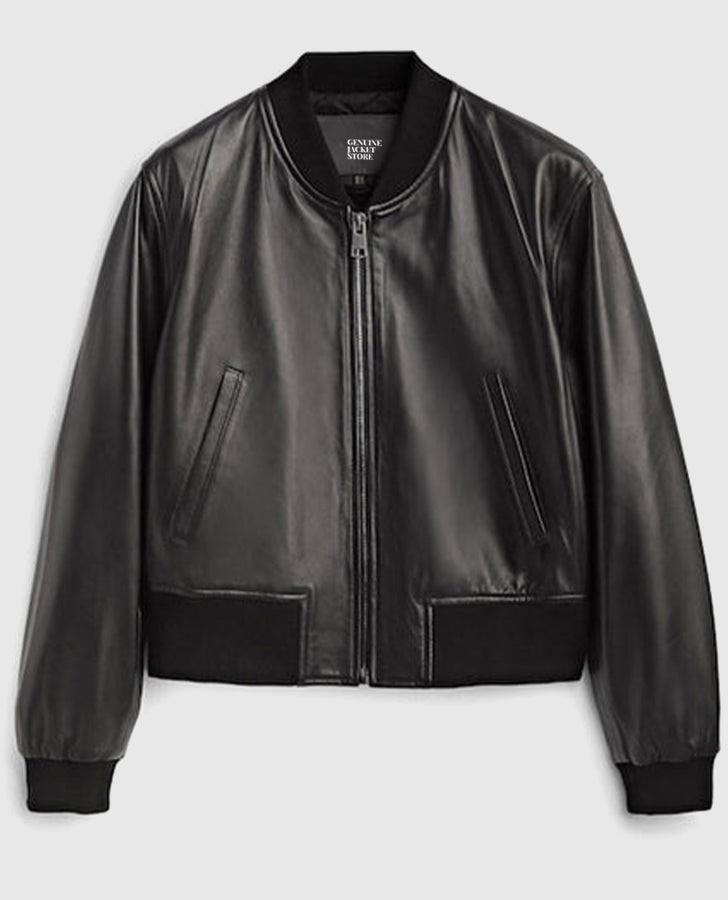 Women's B3 Black Aviator Leather Bomber Jacket