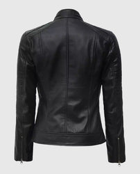 Women's Black Cafe Racer Leather Jacket