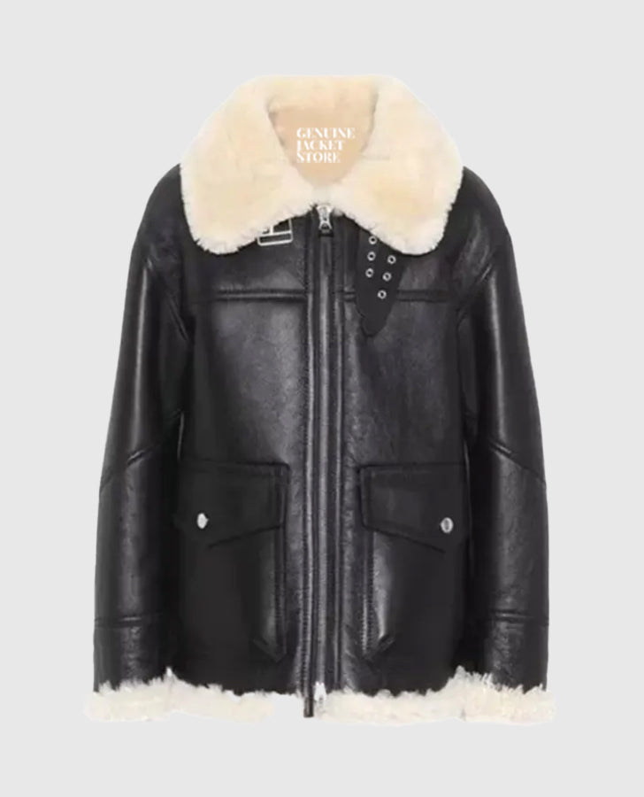 Women's Ivory Aviator Shearling Jacket