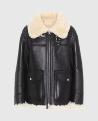 Women's Ivory Aviator Shearling Jacket