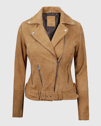 Women's Premium Brown Suede Biker Leather Jacket