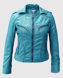 Women's Sapphire Blue Leather Jacket