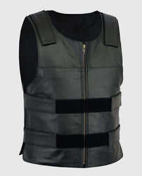 Men's Motorcycle Black Leather Vest