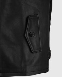 Men's Standup Collar Black Leather Jacket