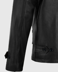 Men's Standup Collar Black Leather Jacket