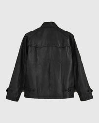 Men's Standup Collar Black Leather Jacket