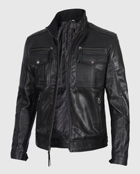 Moffit Men's Cafe Racer Real Leather Jacket