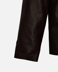 Men's Shirt Collar Style Coffee Brown Leather Jacket