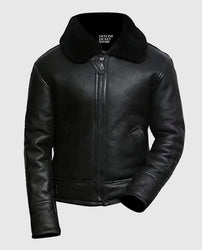Men's Aviator B3 Black Shearling Sheepskin Jacket