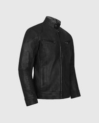 Men's Black Slimfit Cafe Racer Leather Jacket