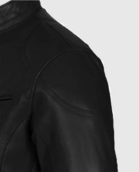 Men's Black Slimfit Cafe Racer Leather Jacket