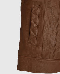 Men's Shirt Collar Style Brown Leather Jacket