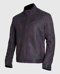 Men's Vintage Cafe Racer Black Suede Leather Jacket