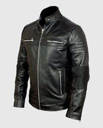 Men's Cafe Racer Vintage Retro Black Leather Jacket