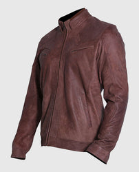 Men's Vintage Cafe Racer Brown Suede Leather Jacket