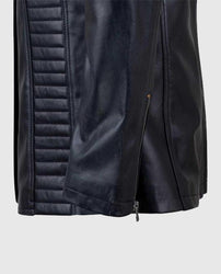 Women's Black Collarless Long Jacket