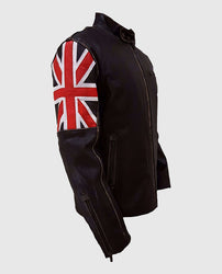 Men's UK Flag Cafe Racer Vintage Leather Jacket